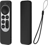 📺 protective silicone cover with lanyard for apple tv 4k 6th gen siri remote - black logo