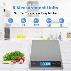 img 1 attached to 🍳 HOWEIFULL 33lb Rechargeable Digital Food Scale for Precise Cooking and Baking - 5 Units, Tare Function, Stainless Steel Design