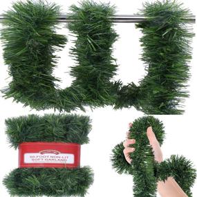 img 4 attached to 🎄 Premium Quality 50-Foot Soft Green Garland for Christmas Decorations - Non-Lit Soft Green Holiday Decor for Indoor or Outdoor Use - Ideal Home Garden Artificial Greenery/Wedding Party Decorations