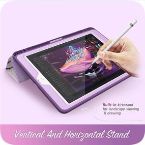 img 3 attached to 💜 i-Blason Cosmo Case for iPad 9th/8th/7th Gen & iPad 10.2 (2021/2020/2019) - Full-Body Trifold with Screen Protector, Smart Cover Auto Sleep/Wake & Pencil Holder - Ameth