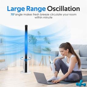 img 2 attached to 43” Bladeless Tower Fan - Oscillating Whole Room Cooling Fan with Remote Control, Electric Standing Air Circulator Fan with 3 Speeds & 3 Modes, 7.5H Adjustable Timer, Quiet for Home Office Personal Use - Improved SEO