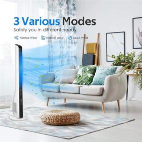 img 3 attached to 43” Bladeless Tower Fan - Oscillating Whole Room Cooling Fan with Remote Control, Electric Standing Air Circulator Fan with 3 Speeds & 3 Modes, 7.5H Adjustable Timer, Quiet for Home Office Personal Use - Improved SEO