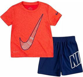 img 1 attached to 👕 Nike Boy's Dri-FIT T-Shirt and Shorts 2 Piece Set with Short Sleeves & Dropsets