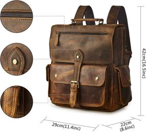 img 3 attached to 🎒 BRASS TACKS Leathercraft Convertible Crazy Horse Genuine Leather Backpack - Vintage Travel Daypack for Men and Women