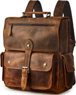 🎒 brass tacks leathercraft convertible crazy horse genuine leather backpack - vintage travel daypack for men and women logo