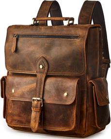 img 4 attached to 🎒 BRASS TACKS Leathercraft Convertible Crazy Horse Genuine Leather Backpack - Vintage Travel Daypack for Men and Women