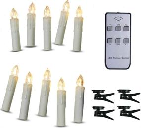 img 4 attached to 🕯️ Gedengni Battery-Operated Remote Control LED Christmas Tree Taper Candles with Remote and Detachable Clips for Weddings, Vigil, and Menorah (4'', Ivory), Pack of 10