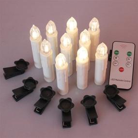 img 3 attached to 🕯️ Gedengni Battery-Operated Remote Control LED Christmas Tree Taper Candles with Remote and Detachable Clips for Weddings, Vigil, and Menorah (4'', Ivory), Pack of 10