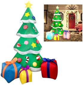 img 4 attached to 🎄 Enhance Your Holiday Spirit with Joiedomi 7 Foot LED Light Up Giant Christmas Tree Inflatable: A Perfect Indoor/Outdoor Yard Garden Decoration with 3 Gift Wrapped Boxes