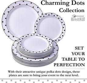 img 2 attached to 🍽️ Charming Dots Collection: Silver Spoons Party 40 PC Dinner & 20 Side Plates Disposable Dinnerware Set, Black/White Servings