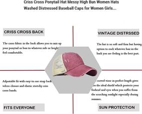 img 2 attached to 🧢 Washed Distressed Mesh Womens Baseball Cap - Criss Cross Ponytail Hat for Women