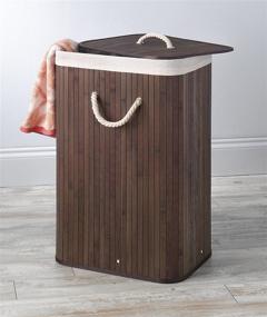 img 2 attached to 🎍 Bamboo Laundry Hamper with Convenient Rope Handles, 12.25x16.25x23.375, Dark Stain by Whitmor