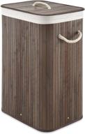 🎍 bamboo laundry hamper with convenient rope handles, 12.25x16.25x23.375, dark stain by whitmor logo