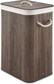 img 3 attached to 🎍 Bamboo Laundry Hamper with Convenient Rope Handles, 12.25x16.25x23.375, Dark Stain by Whitmor