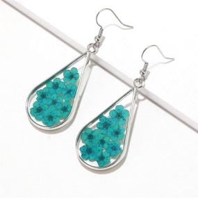 img 2 attached to BaubleStar Dried Flowers Teardrop Earrings – Drop Dangle Fashion Jewelry with Pressed Flower Design