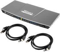 🖥️ tesmart 4k 4x1 kvm switch: boost productivity with 4 hdmi ports, 3840 x 2160 resolution @ 30hz, usb 2.0 device control, and 2 kvm cables - grey logo