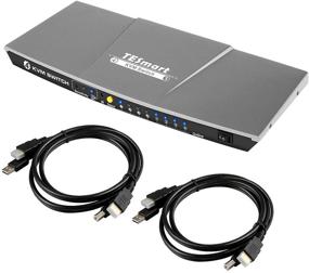 img 4 attached to 🖥️ TESmart 4K 4x1 KVM Switch: Boost Productivity with 4 HDMI Ports, 3840 x 2160 Resolution @ 30Hz, USB 2.0 Device Control, and 2 KVM Cables - Grey