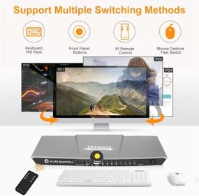 img 2 attached to 🖥️ TESmart 4K 4x1 KVM Switch: Boost Productivity with 4 HDMI Ports, 3840 x 2160 Resolution @ 30Hz, USB 2.0 Device Control, and 2 KVM Cables - Grey