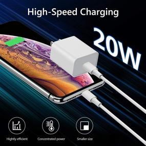 img 1 attached to 🔌 Amoner 20W стеновая зарядка USB C для iPhone 12 и iPad Pro - Быстрая зарядка с сертифицированным зарядным устройством USB-C PD и кабелем Lightning из сертифицированного MFi.