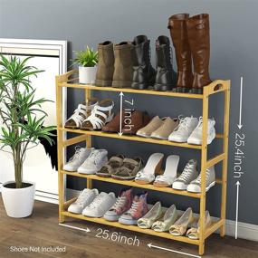 img 1 attached to 👟 Natural Color Bamboo 4-Tier Shoe Rack Organizer – Stackable Shoe Shelf for Hallway Entryway Closet Bedroom - skyHome