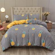 lamejor yellow pineapple/plaid duvet cover set queen size: reversible sweet soft kid's bedding with comforter cover - black/white/yellow - includes 1 duvet cover and 2 pillowcases logo