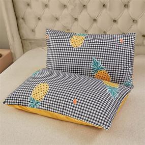 img 1 attached to LAMEJOR Yellow Pineapple/Plaid Duvet Cover Set Queen Size: Reversible Sweet Soft Kid's Bedding with Comforter Cover - Black/White/Yellow - Includes 1 Duvet Cover and 2 Pillowcases