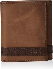 img 4 attached to Fossil Men's Brown Leather Trifold Wallet - Stylish and Functional Accessories