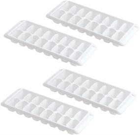 img 4 attached to Kitch Easy Release White Ice Cube Tray, Set of 4, 16-Cube Trays - Total of 64 Cubes