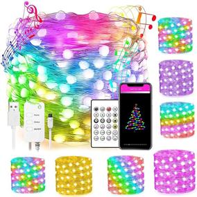 img 4 attached to 🌈 Enhance Your Space with Smart Color Changing Fairy Lights: 32.8 Ft LED String Lights with Bluetooth Dimmable Remote, App Control & Musical Twinkle Effects – Perfect for Home, Bedroom, Christmas Tree, Holiday Party Decor