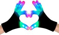 led light gloves for kids, teens, men, and women - neon light up rave glow gloves with 3 colors, 6 modes, flashing glow in the dark design - ideal party supplies for halloween, birthdays, holidays - perfect party favors and gifts logo