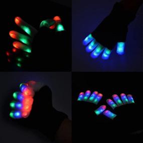 img 1 attached to LED Light Gloves for Kids, Teens, Men, and Women - Neon Light Up Rave Glow Gloves with 3 Colors, 6 Modes, Flashing Glow in The Dark Design - Ideal Party Supplies for Halloween, Birthdays, Holidays - Perfect Party Favors and Gifts