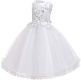 img 3 attached to 👗 Kids Prom Formal Pageant Dance Gown - Big Girl's Flower Lace Princess Tulle Long Dress