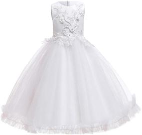 img 4 attached to 👗 Kids Prom Formal Pageant Dance Gown - Big Girl's Flower Lace Princess Tulle Long Dress