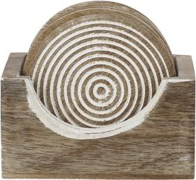 img 2 attached to 🌳 Rustic White Round Wooden Coaster