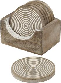 img 1 attached to 🌳 Rustic White Round Wooden Coaster