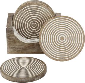 img 4 attached to 🌳 Rustic White Round Wooden Coaster