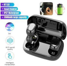 img 2 attached to 🎧 Наушники TWS-I8 Bluetooth 5.0, беспроводные, водонепроницаемые для спорта, с встроенным микрофоном, шумоподавлением, головным телефоном HiFi Binaural с чехлом для зарядки (L21 - черный)