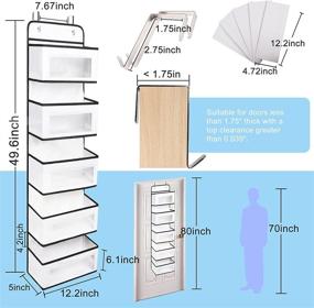 img 2 attached to 🌹 Rose Coastal Over-the-Door Organizer, Hanging Storage Shelves with 5 Pockets, Foldable Nursery Baby Organizer with 2 Metal Hooks for Children's Room, Bedroom, Bathroom, Office - White