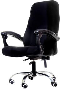 img 4 attached to 🪑 Deisy Dee Black Stretch Rotating Mid Back Chair Cover - Office Chair Slipcovers C162