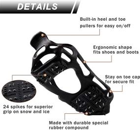 img 3 attached to ❄️ FUSIGO Ice Cleats Snow Traction: Slip-on 24 Studs for Shoes & Boots- Ideal Walk Traction Crampons for Walking & Hiking (1 Pair)