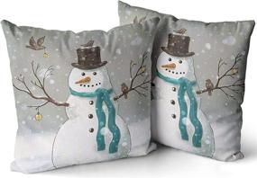 img 3 attached to 🎄 LEKAIHUAI Christmas Snowman Throw Pillow Covers - Square Two Sides Print, Set of 2, 20x20 Inches