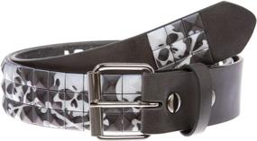 img 4 attached to Skull Cross Printed Studded Black Men's Accessories for Belts