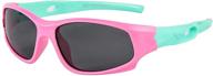 🕶️ kids' polarized tr90 sport sunglasses - unbreakable shades for boys and girls ages 3-10 (pink/mintgreen/grey) logo