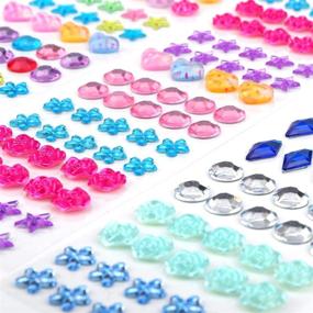 img 1 attached to 💎 PHOGARY 870pcs Multicolor Bling Craft Jewels: Self-Adhesive Sticker Gems, Stars, Hearts, Flowers - Assorted Sizes & Shapes