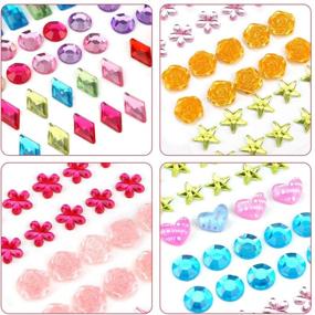img 3 attached to 💎 PHOGARY 870pcs Multicolor Bling Craft Jewels: Self-Adhesive Sticker Gems, Stars, Hearts, Flowers - Assorted Sizes & Shapes