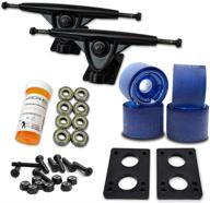 🛹 yocaher longboard skateboard trucks combo set - 71mm wheels + 7''/180mm heavy duty aluminum black trucks, bearings, riser pads, and longboard hardware package logo