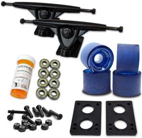 img 4 attached to 🛹 Yocaher Longboard Skateboard Trucks Combo Set - 71mm Wheels + 7''/180mm Heavy Duty Aluminum Black Trucks, Bearings, Riser Pads, and Longboard Hardware Package