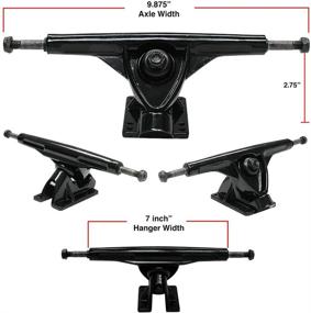 img 2 attached to 🛹 Yocaher Longboard Skateboard Trucks Combo Set - 71mm Wheels + 7''/180mm Heavy Duty Aluminum Black Trucks, Bearings, Riser Pads, and Longboard Hardware Package