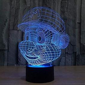 img 1 attached to IKEY 3D Mario Night Light: Touch Switch Table Desk Optical Illusion 🌙 Lamps, 7 Color Changing Lights with Acrylic Flat & ABS Base & USB Cable