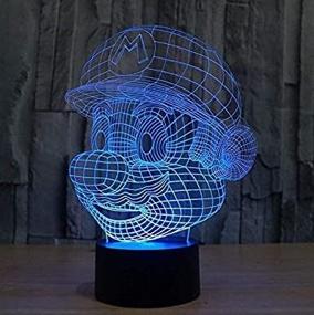 img 4 attached to IKEY 3D Mario Night Light: Touch Switch Table Desk Optical Illusion 🌙 Lamps, 7 Color Changing Lights with Acrylic Flat & ABS Base & USB Cable